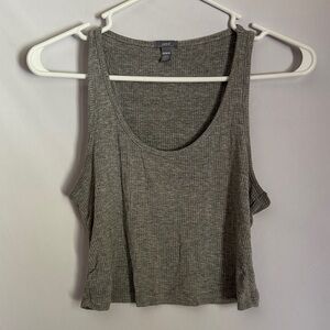 aerie Ribbed Scoop & Cropped Tank in Heather Gray